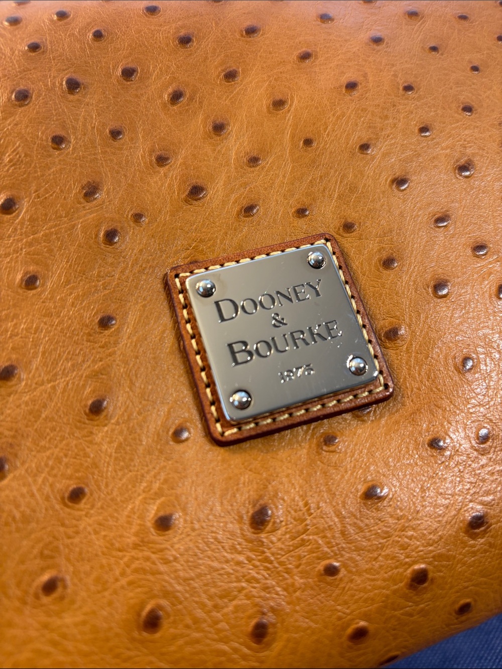 Dooney & Bourke Vintage Tan Ostrich-Embossed Leather Hobo Bag - Picture 3 of 11